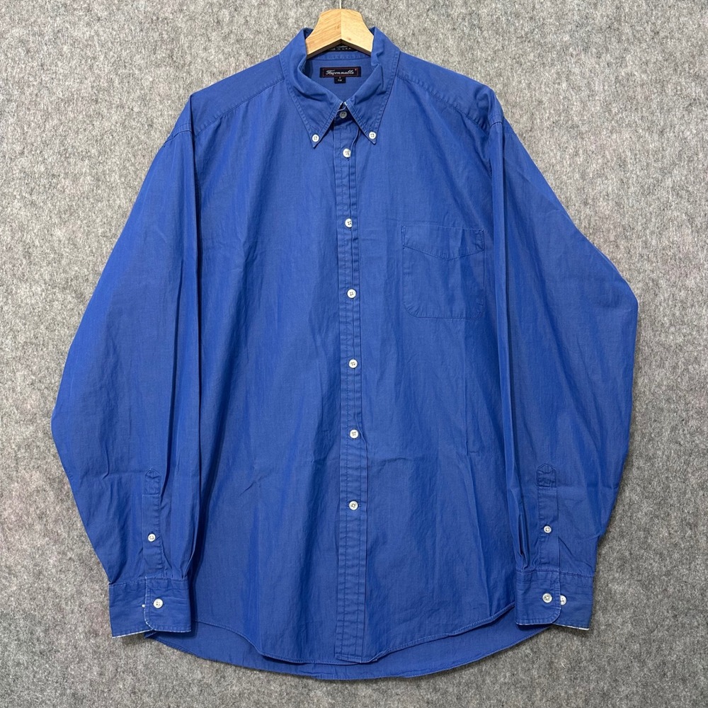 Faconnable Mens Sz XL Blue Cotton Long Sleeve Button Down Shirt‎ Made in USA